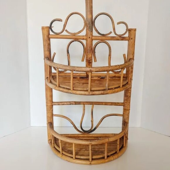 Vintage Two Tier Tortoiseshell Bamboo Wall Shelf - Picture 1 of 6